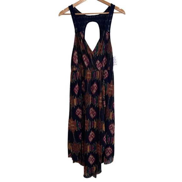 Free People All Wrapped Up Faux Wrap in Ikat Print Sleeveless Maxi Dress NWT - Picture 3 of 13
